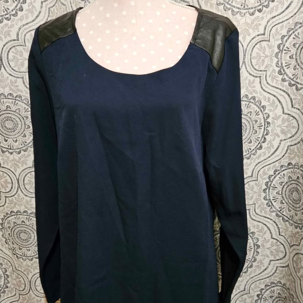 Lane Bryant Navy Top with Black Accents